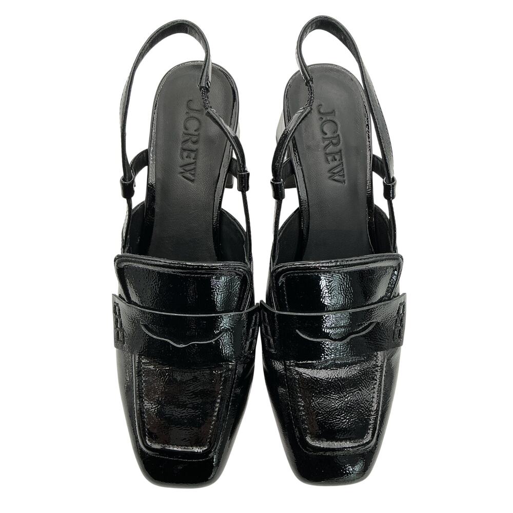 J.Crew Patent Black Layne Slingback Loafer Heels Size 7.5 - Picture 5 of 6